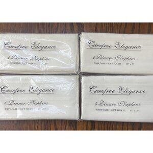 4 Bardwil Dinner Napkins Pack Ivory Linen Easy Care Soft Touch 17" x 17" New 16